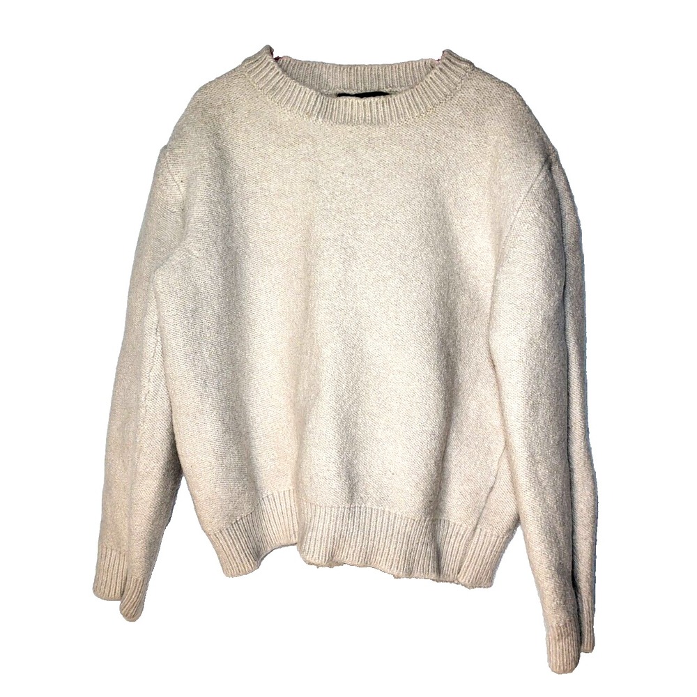 A. P. C. Rue Madame Kids Crew Neck Cream Thick Wool Sweater Long Sleeve Medium